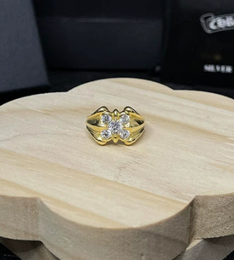 Silver Cross Men's and Women's Ring Hand Engraved Gold Plating