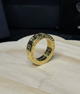 Silver Cross Men's and Women's Ring Hand Engraved Gold Plating