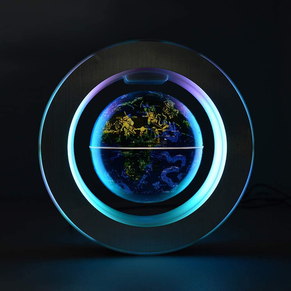 SYEZYO Magnetic Levitation Floating World Map LED Light Globe 2 in 1 Anti Gravity Suspending in The Air Decoration Gadget