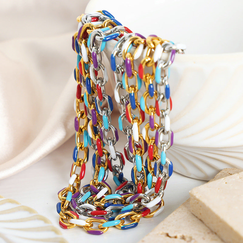 Niche Dripping Oil Titanium Steel Necklace Versatile Personalized Jewelry for Women