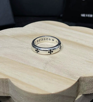 Silver Cross Men's and Women's Ring Hand Engraved Gold Plating