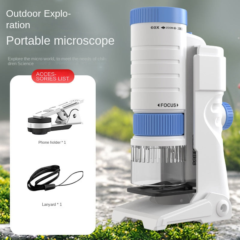 Portable Microscope Toy for Children - Handheld Mini Science Experiment Equipment for Primary and Secondary Students Outdoor Use