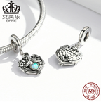 Effie Original Sterling Silver S925 Angel Prayer Love Pendant Bracelet Zircon Opal Heart Pendant Accessories