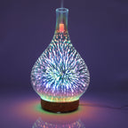 3D Fireworks LED Night Light Air Humidifier Glass Vase Shape Aroma Essential Oil Diffuser Mist Maker Ultrasonic Humidifier Gift