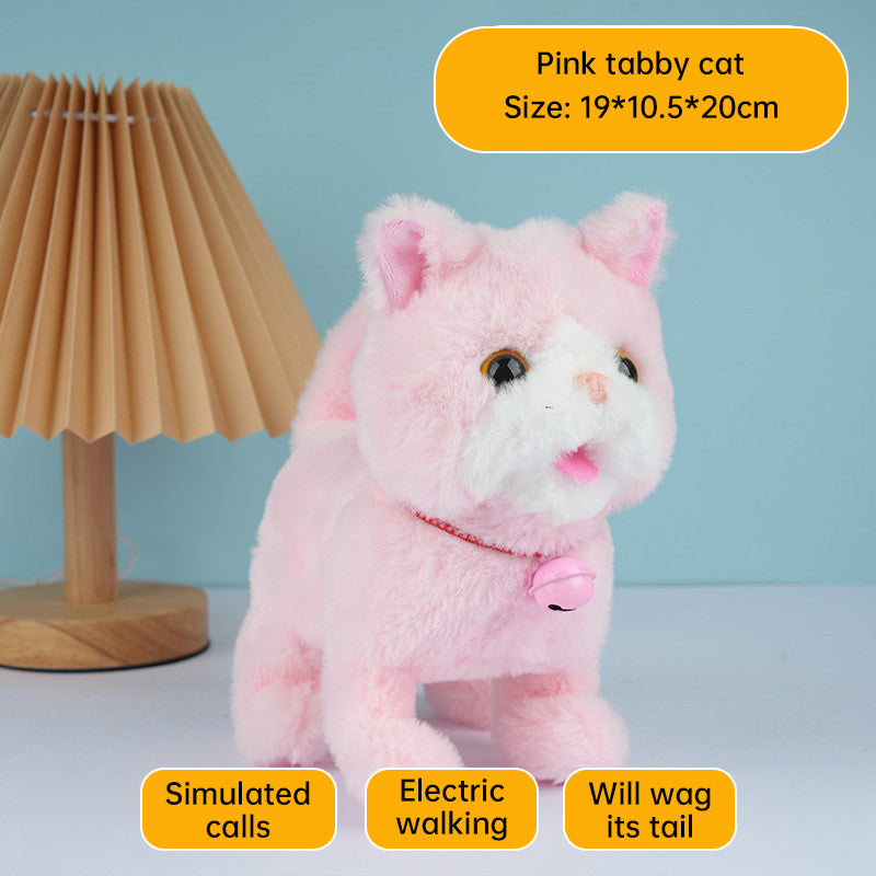 Realistic Electronic Cat Toy with Walking & Barking Actions to Keep Your Pet Active and Entertained.