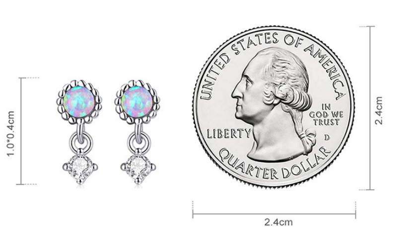 Avele Popular Sterling Silver s925 Simple Opal Earrings Platinum-Plated Exquisite Zircon Earrings Sce1382