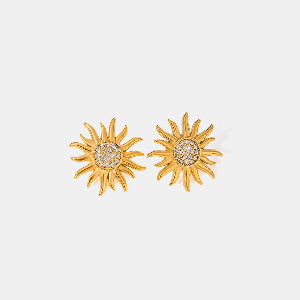 Stainless steel sunflower jewelry flower earrings for women