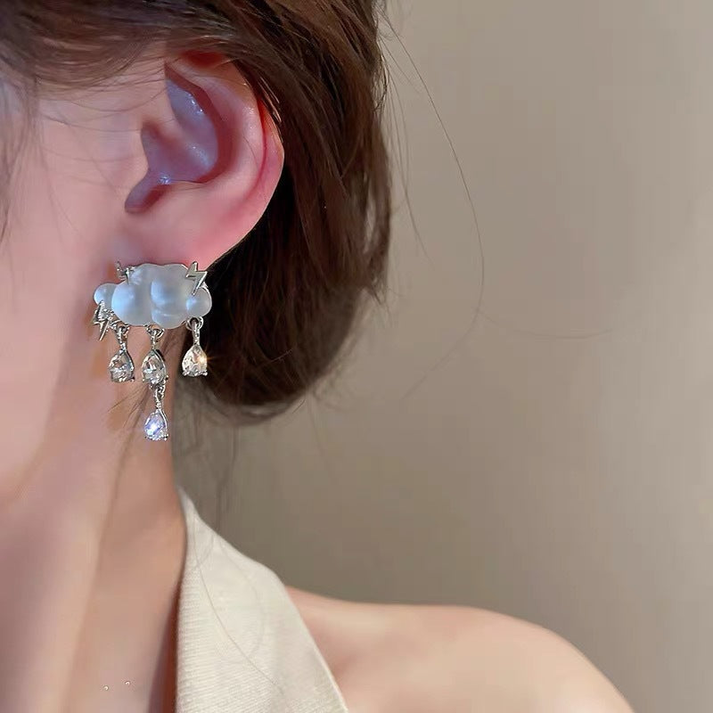 Cloud Series Cloud Opal Tassel Necklace Female Summer Niche Design Clavicle Chain New Style