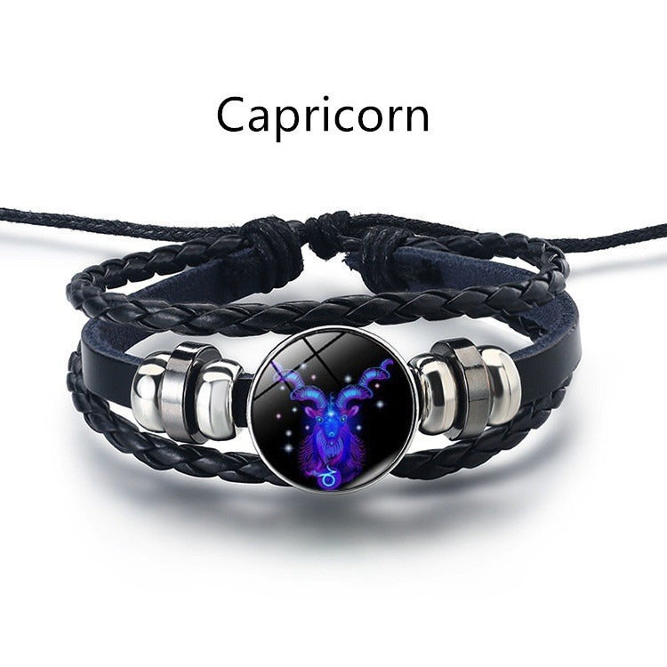 European and American Fashion Retro Twelve Constellation Bracelet Button Constellation Bracelet