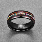 Nuncad Width 8mm Dome Black Acacia Wood Opal tungsten carbide men's Wedding Band