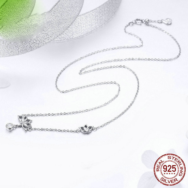 Silver Lotus Delicate Necklace