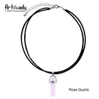 Artilady PU Leather Opal Choker Necklace – Women’s Fashion