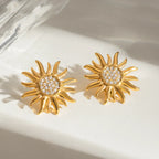 Stainless steel sunflower jewelry flower earrings for women