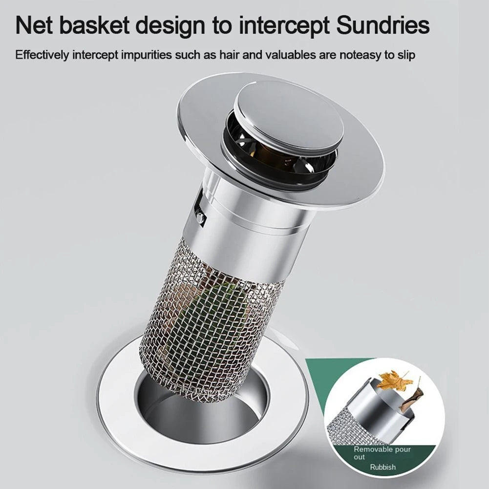 Kitchen Sink Drain Stainless steel  Strainer Sink Stopper Bath Plug Pop-Up Bounce Core Basin Drain Filter Hair Catcher Universal