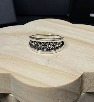 Silver Cross Men's and Women's Ring Hand Engraved Gold Plating