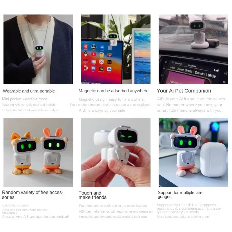 Authentic AiBi Robot Smart Pocket Electronic Pet Desktop Toy for Home Companionship with Chinese-English Two-Way Conversation