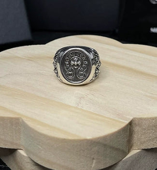 Silver Cross Men's and Women's Ring Hand Engraved Gold Plating