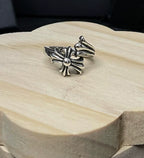 Silver Cross Men's and Women's Ring Hand Engraved Gold Plating