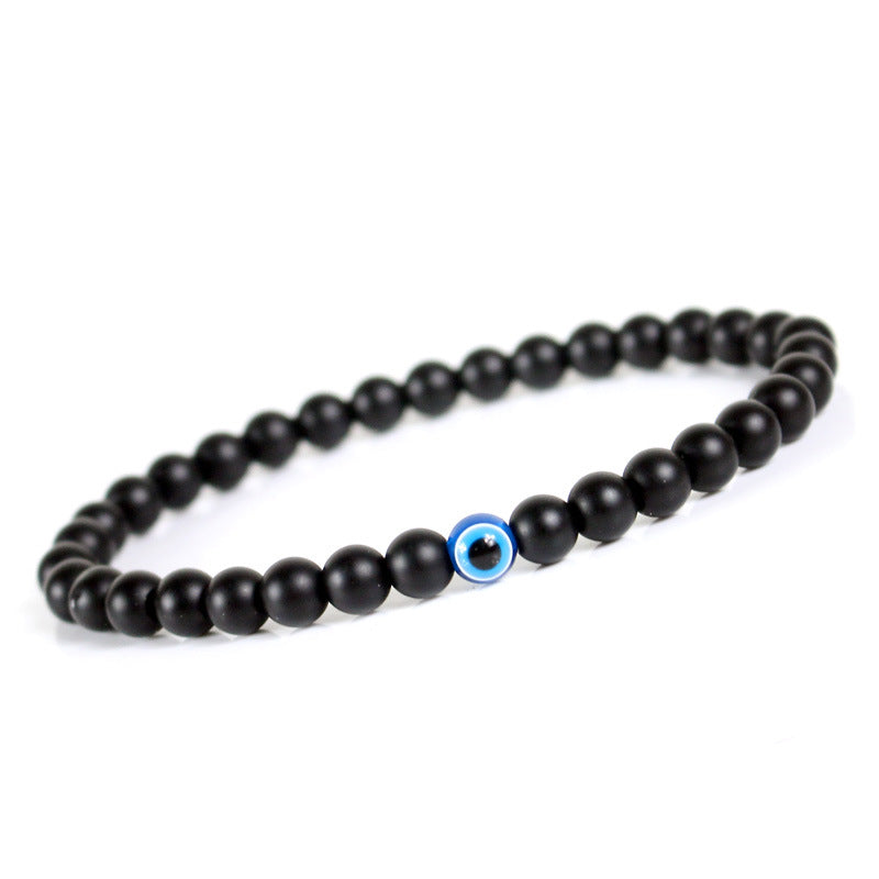 Turkish Evil Eyes Bracelet Black Natural Stone Beads Obsidian Men Braslet For Male Yoga Hand Jewelry Accessories