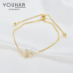 New Trendy Temperament Bracelet Women Advanced Adjustable Pull Bracelet Personality Opal Petal Bracelet