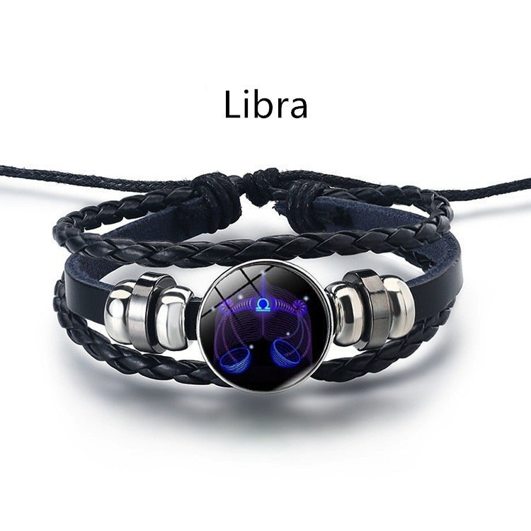 European and American Fashion Retro Twelve Constellation Bracelet Button Constellation Bracelet