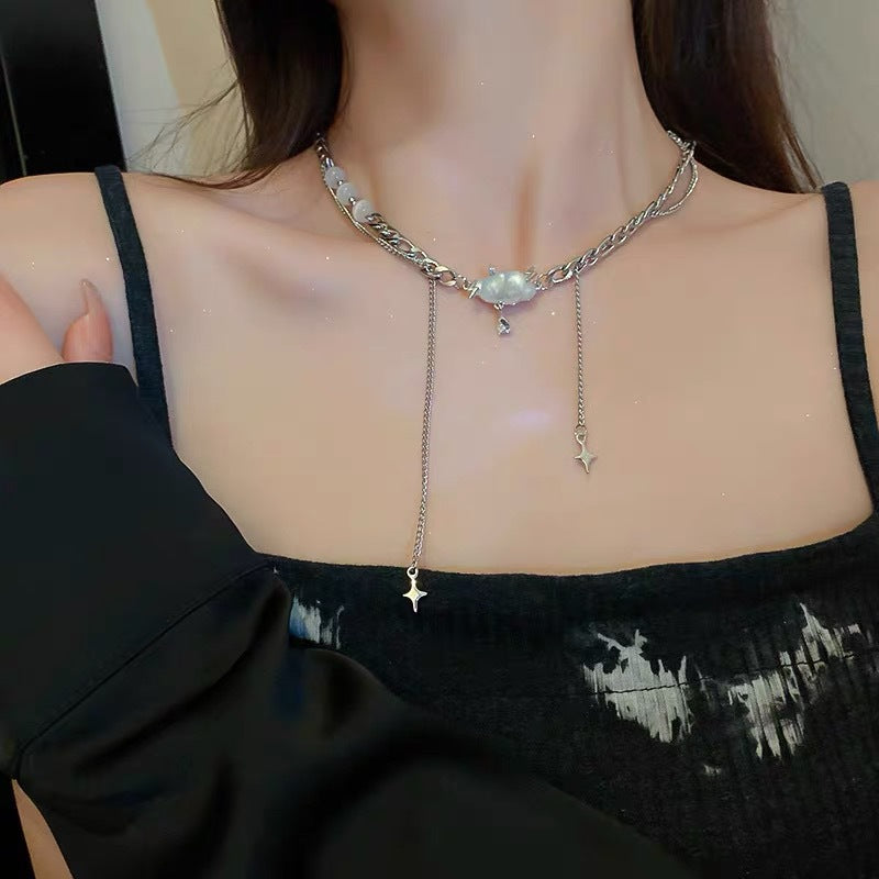 Cloud Series Cloud Opal Tassel Necklace Female Summer Niche Design Clavicle Chain New Style