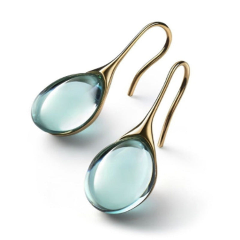 Water Drop Shaped Inlaid Opal Earrings Four-Color Simple Gem Inlaid Fashion Earrings