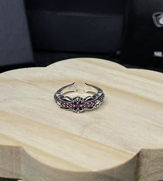 Silver Cross Men's and Women's Ring Hand Engraved Gold Plating