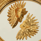 Geometric jewelry with wrinkled texture Indian style design titanium steel gold-plated earrings