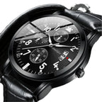 New Men's Watch Student Men's Night Light Waterproof Sports Leather Strap Black Quartz Watch