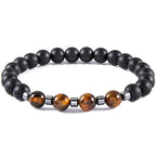 Tiger Eye Stone Frosted Stone Combination Beaded Bracelet 8mm Single Loop Elastic Black Gall Stone Health Care Bracelet