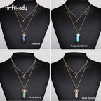 Artilady Natural Opal Moon Choker Necklace – Crystal Stone Pendant
