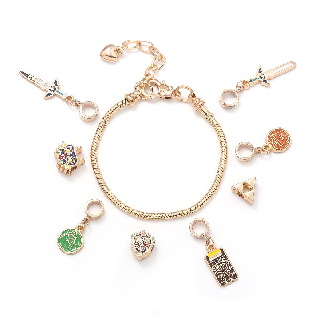 Legend of Zelda Breath of the Wild Bracelet Shika Stone Glasses Link Shield Master Sword Cartoon DIY Bracelet