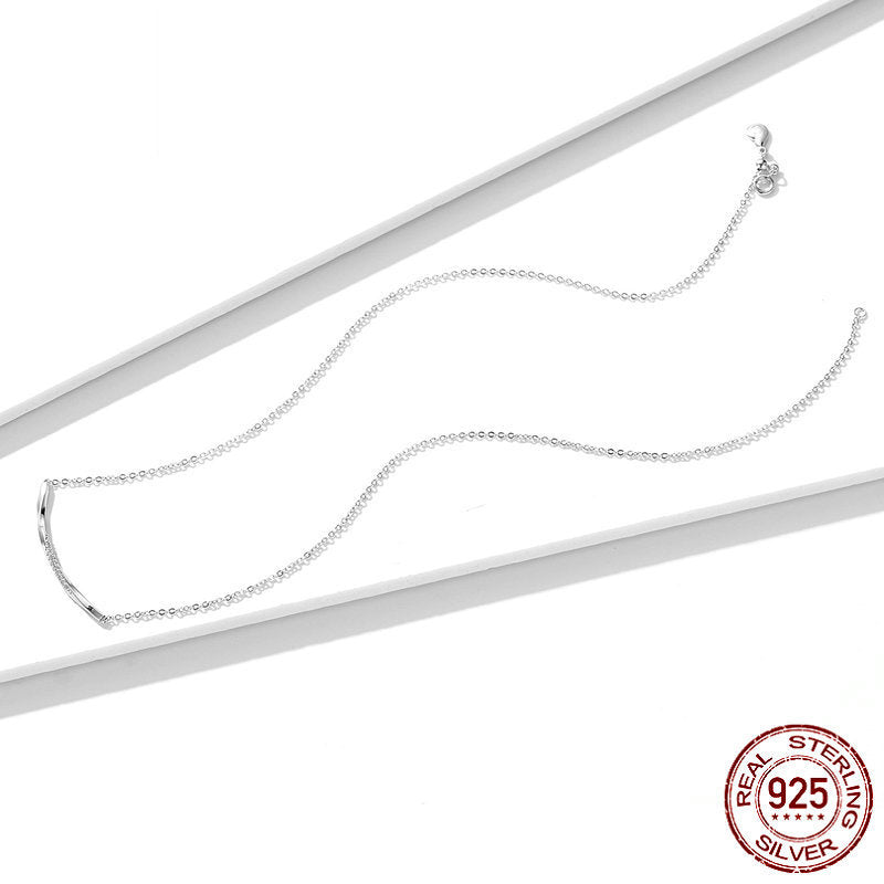 Smiling geometric necklace s925 silver collarbone chain