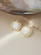 New Classic Elegant Round Opal Earrings for Women Simple and Versatile Luxury Designer Jewelry Korean Fashion Japan