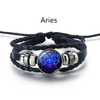 European and American Fashion Retro Twelve Constellation Bracelet Button Constellation Bracelet