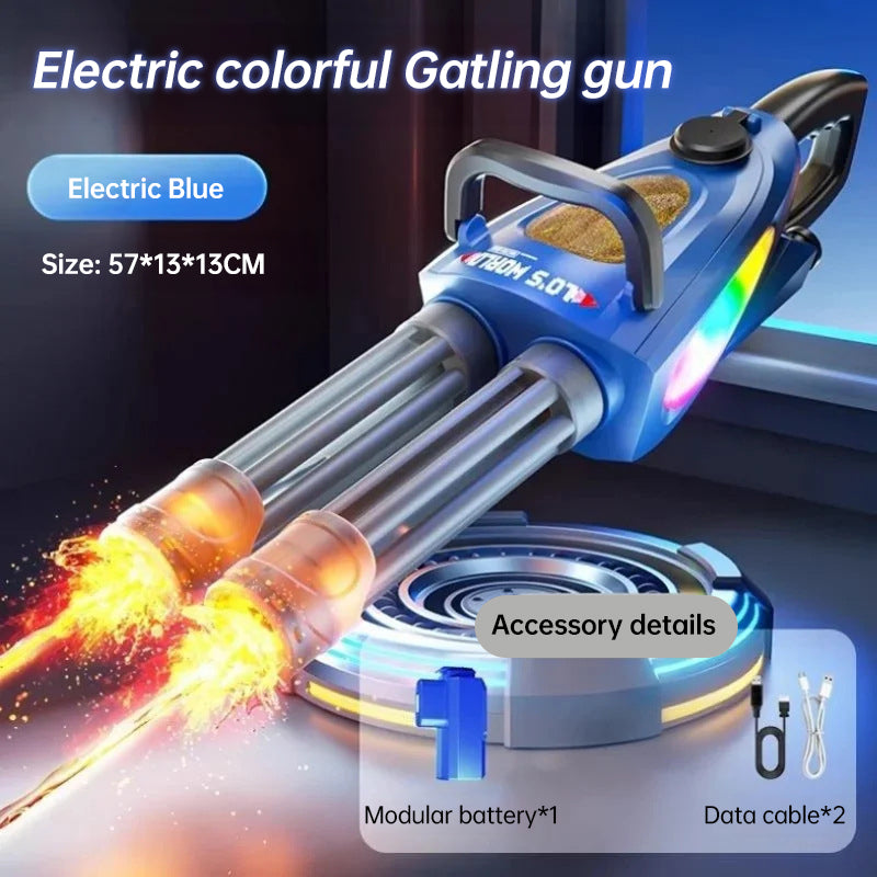 Electric LED Rotating Gatling Water Gun - Auto-Spray Blaster for Kids & Adults (Summer Pool Toy)