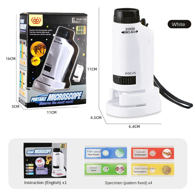 Portable Microscope Toy for Children - Handheld Mini Science Experiment Equipment for Primary and Secondary Students Outdoor Use