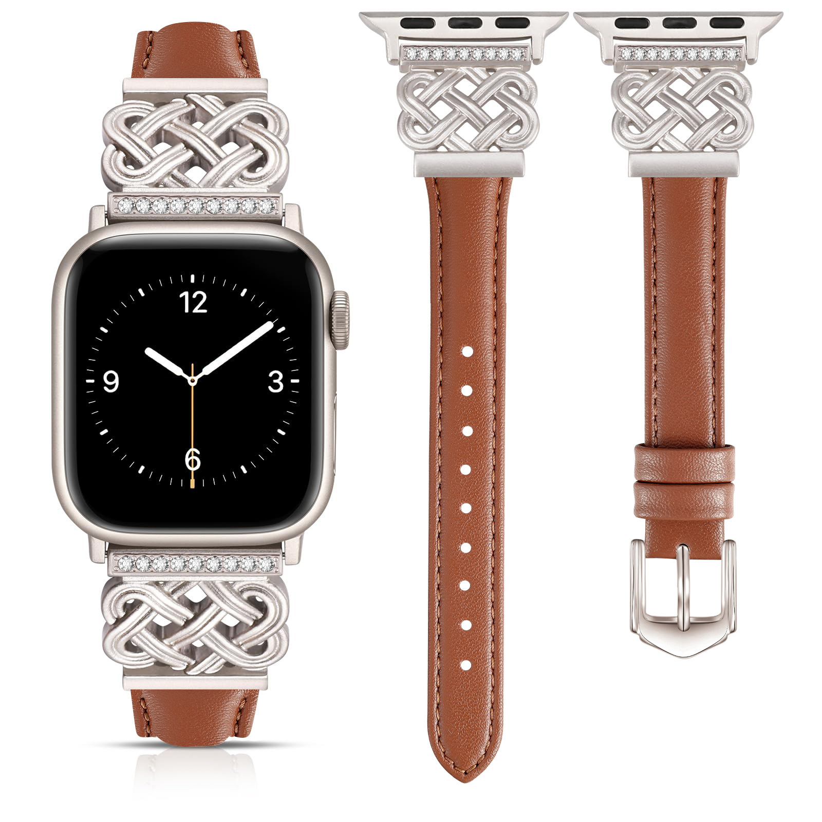 Apple Watch Strap with Chinese Knot and Diamond Inlay Metal Buckle for Series 1-10 and SE