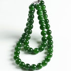 Hetian Biyu necklace, spinach green jade necklace, round bead style, Taiwan green jade necklace