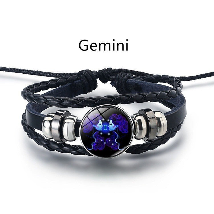 European and American Fashion Retro Twelve Constellation Bracelet Button Constellation Bracelet