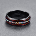 Nuncad Width 8mm Dome Black Acacia Wood Opal tungsten carbide men's Wedding Band