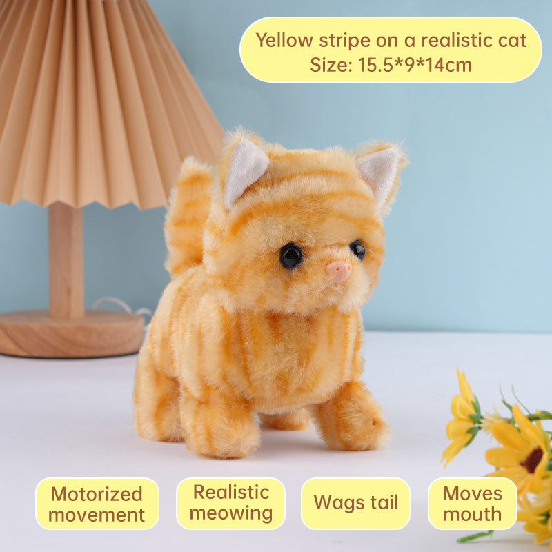 Realistic Electronic Cat Toy with Walking & Barking Actions to Keep Your Pet Active and Entertained.