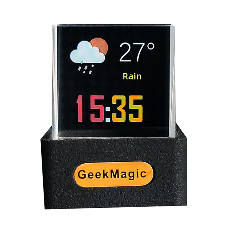 2025  crystal cube: photo display, holographic weather station, clock with GIF album.