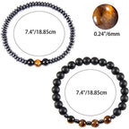 Tiger Eye Stone Frosted Stone Combination Beaded Bracelet 8mm Single Loop Elastic Black Gall Stone Health Care Bracelet