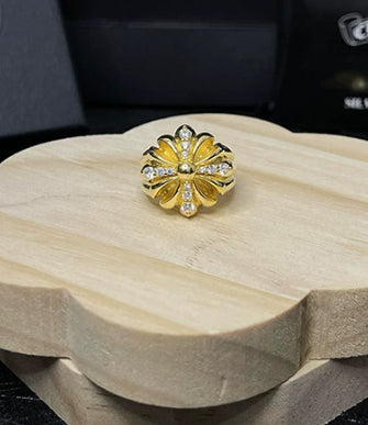 Silver Cross Men's and Women's Ring Hand Engraved Gold Plating