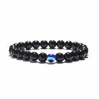 Turkish Evil Eyes Bracelet Black Natural Stone Beads Obsidian Men Braslet For Male Yoga Hand Jewelry Accessories