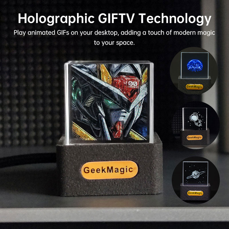 2025  crystal cube: photo display, holographic weather station, clock with GIF album.