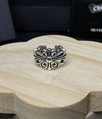 Silver Cross Men's and Women's Ring Hand Engraved Gold Plating