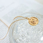 Zircon Star Moon Romantic Necklace Titanium Steel Gold Plated Round Pendant Neck Chain